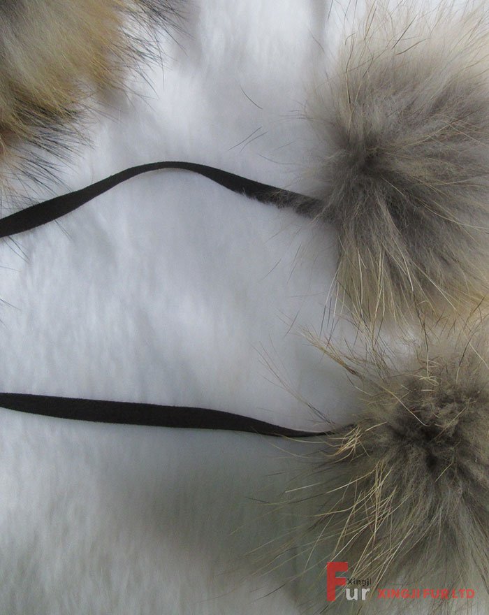 Raccoon Fur Hat with Leather Cover