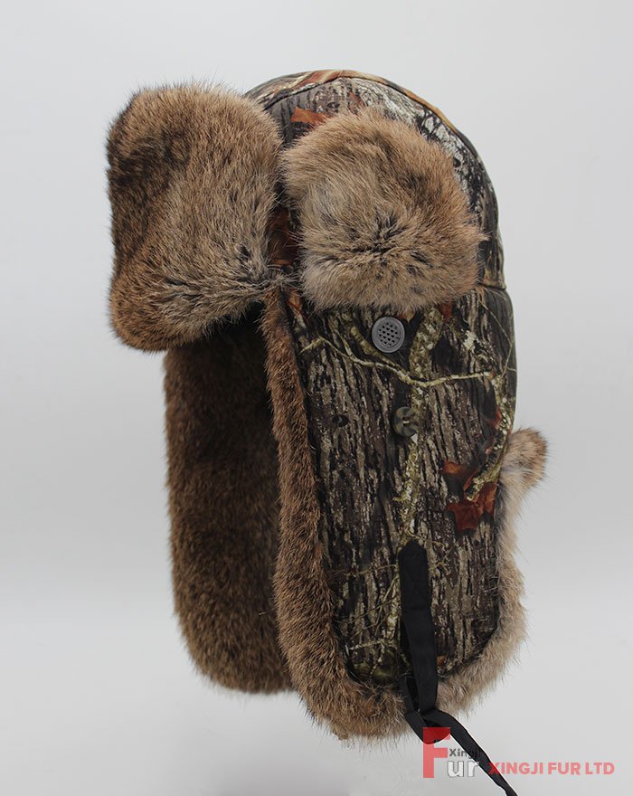 Rabbit Fur Hat with Cloth Cover