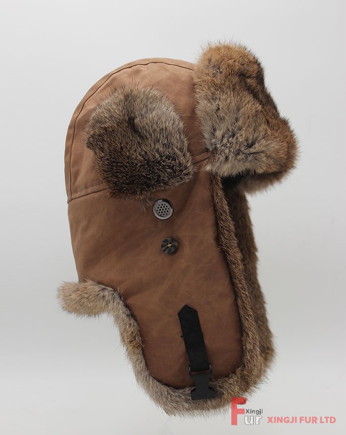 Rabbit Fur Hat with Cloth Cover