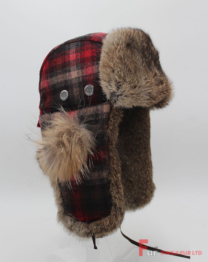 Rabbit Fur Hat with Cloth Cover