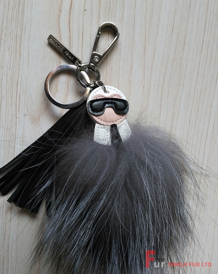 Silver Fox Fur Karli Keychain