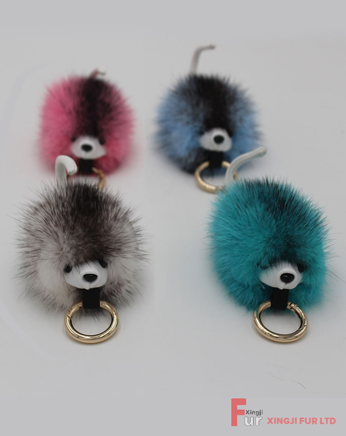 Mink Fur Hedgehog Keychain