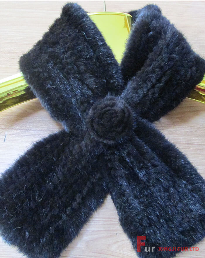 Knitted Mink Fur Scarf